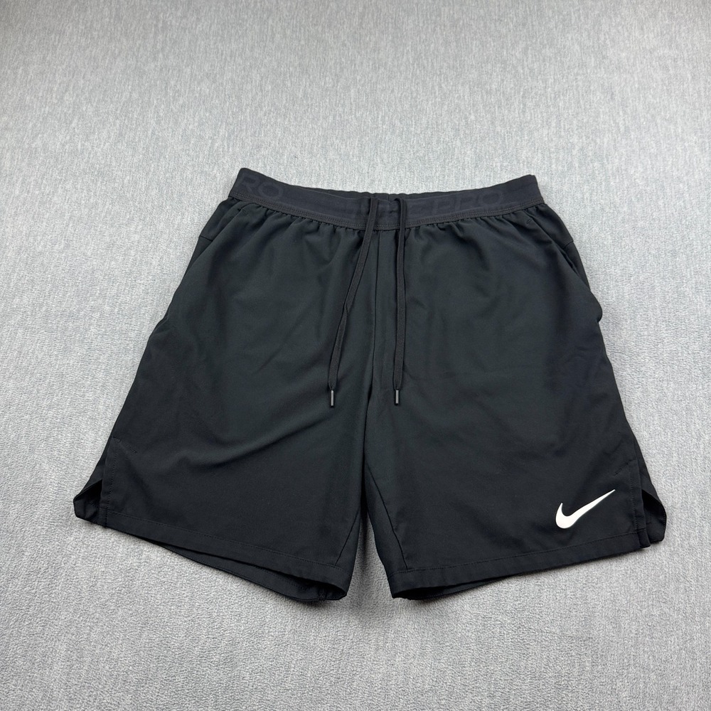 Nike Pro Shorts Mens Large Black Flex Vent 8" Max Swoosh Logo Training CJ1957